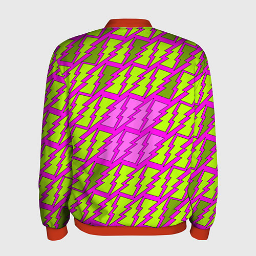 Мужской бомбер Ретро молнии розово-жёлтые / 3D-Красный – фото 2