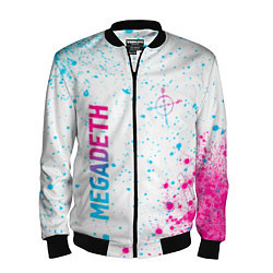 Бомбер мужской Megadeth neon gradient style: надпись, символ, цвет: 3D-черный