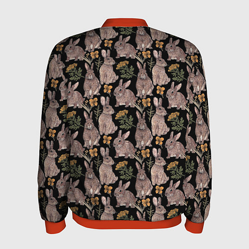Мужской бомбер Зайцы и пижма / 3D-Красный – фото 2
