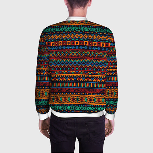 Мужской бомбер Этнические узоры полосы / 3D-Белый – фото 4