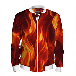 Бомбер мужской Пламя огня, цвет: 3D-белый