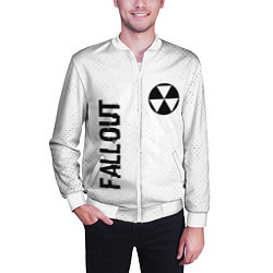 Бомбер мужской Fallout glitch на светлом фоне: надпись, символ, цвет: 3D-белый — фото 2