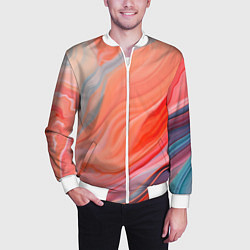 Бомбер мужской Текучий принт от нейросети, цвет: 3D-белый — фото 2