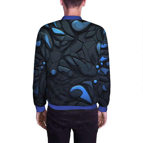 Мужской бомбер Blue black abstract texture / 3D-Синий – фото 4
