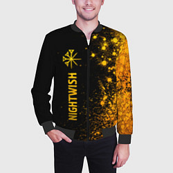 Бомбер мужской Nightwish - gold gradient: по-вертикали, цвет: 3D-черный — фото 2