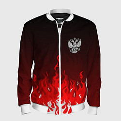 Мужской бомбер Герб РФ - красное пламя