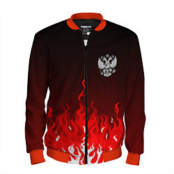 Бомбер мужской Герб РФ - красное пламя, цвет: 3D-красный