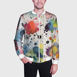 Бомбер мужской Colorful blots - vogue - abstraction, цвет: 3D-белый — фото 2