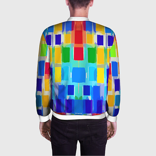 Мужской бомбер Colorful strips - pop art - vogue / 3D-Белый – фото 4