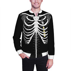 Бомбер мужской Скелет: ребра с вилкой, цвет: 3D-белый — фото 2