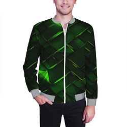 Бомбер мужской Зеленые элементы абстракция, цвет: 3D-меланж — фото 2