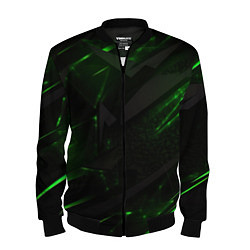 Бомбер мужской Dark black green abstract, цвет: 3D-черный