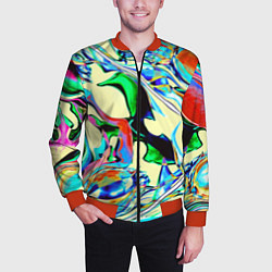 Бомбер мужской Яркие абстрактные разводы, цвет: 3D-красный — фото 2