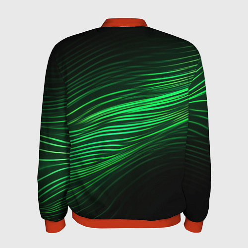 Мужской бомбер Green neon lines / 3D-Красный – фото 2