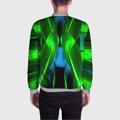 Мужской бомбер Зеленый калейдоскоп абстракция / 3D-Меланж – фото 4