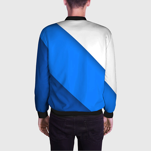 Мужской бомбер Volkswagen - голубые линии / 3D-Черный – фото 4