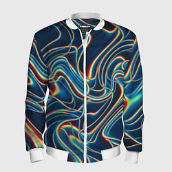 Бомбер мужской Abstract waves, цвет: 3D-белый