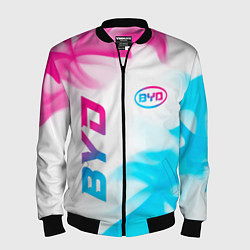 Мужской бомбер BYD neon gradient style: надпись, символ