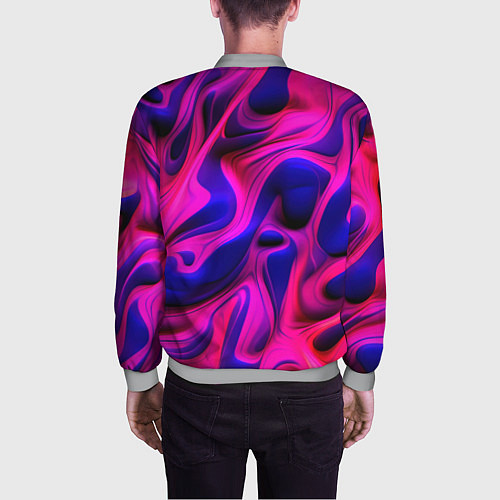 Мужской бомбер Pink blue abstract / 3D-Меланж – фото 4
