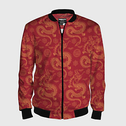 Бомбер мужской Dragon red pattern, цвет: 3D-черный