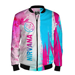 Бомбер мужской Nirvana neon gradient style: по-вертикали, цвет: 3D-черный