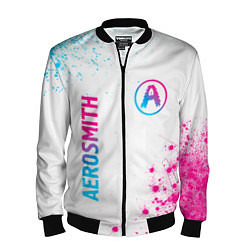 Бомбер мужской Aerosmith neon gradient style: надпись, символ, цвет: 3D-черный