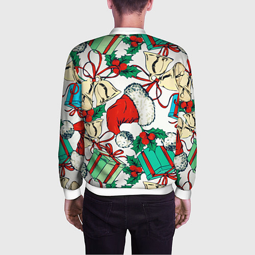 Мужской бомбер Узор с новогодними падарками / 3D-Белый – фото 4