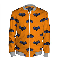 Бомбер мужской Летучие мыши - паттерн оранжевый, цвет: 3D-меланж