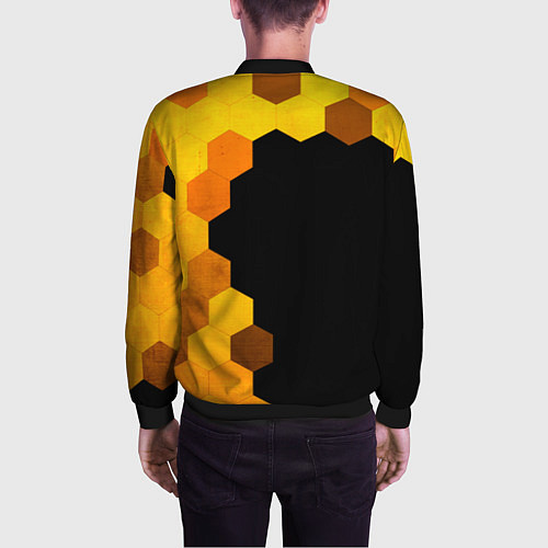 Мужской бомбер SsangYong - gold gradient: по-вертикали / 3D-Черный – фото 4