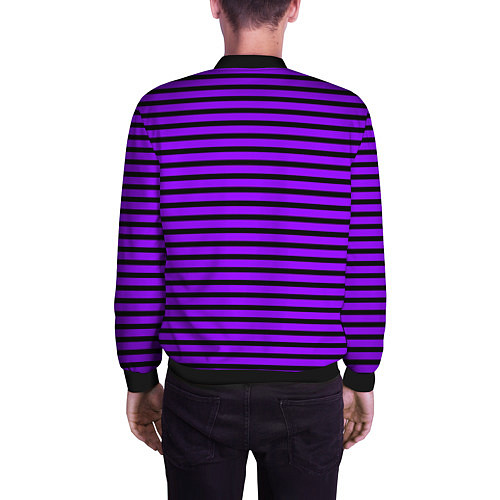 Мужской бомбер Фиолетовый в чёрную полоску / 3D-Черный – фото 4