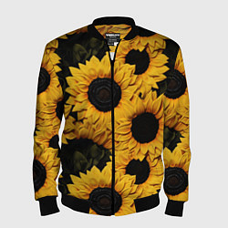 Мужской бомбер Подсолнухи объемными мазками от нейросети