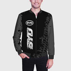 Бомбер мужской BYD speed на темном фоне со следами шин: по-вертик, цвет: 3D-черный — фото 2