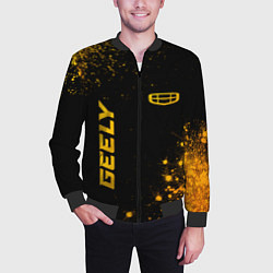 Бомбер мужской Geely - gold gradient: надпись, символ, цвет: 3D-черный — фото 2