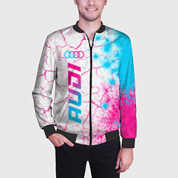 Бомбер мужской Audi neon gradient style: по-вертикали, цвет: 3D-черный — фото 2