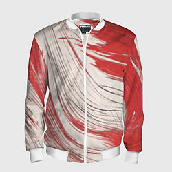 Бомбер мужской Абстракция красно-белая, цвет: 3D-белый