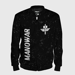 Бомбер мужской Manowar glitch на темном фоне вертикально, цвет: 3D-черный