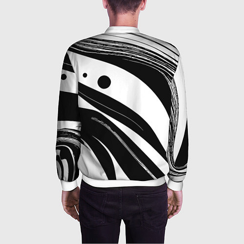 Мужской бомбер Abstract black and white composition / 3D-Белый – фото 4