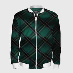 Бомбер мужской Тёмно-зелёная диагональная шотландская клетка, цвет: 3D-белый