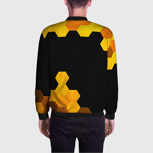 Мужской бомбер Chery - gold gradient вертикально / 3D-Черный – фото 4
