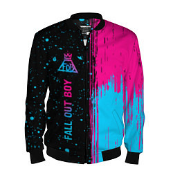 Бомбер мужской Fall Out Boy - neon gradient по-вертикали, цвет: 3D-черный