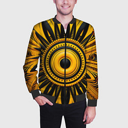 Бомбер мужской Желто-черный узор в африканском стиле, цвет: 3D-черный — фото 2