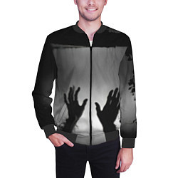 Бомбер мужской Руки зомби в ночном тумане, цвет: 3D-черный — фото 2