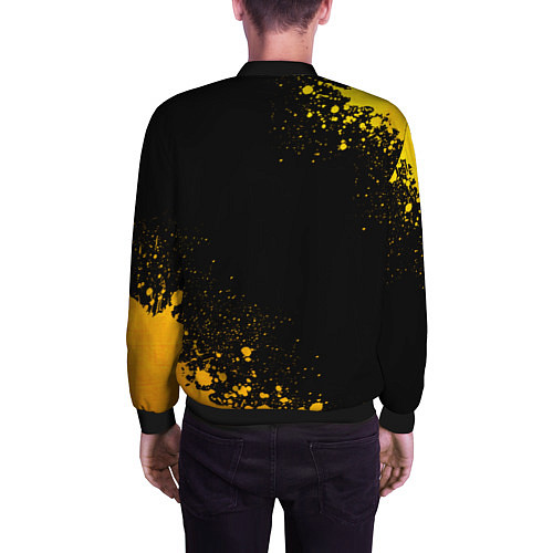 Мужской бомбер Paramore - gold gradient вертикально / 3D-Черный – фото 4