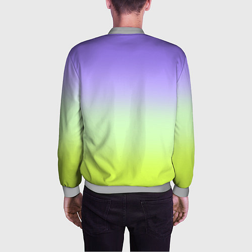 Мужской бомбер Фиолетовый мятный и желто-зеленый градиент / 3D-Меланж – фото 4
