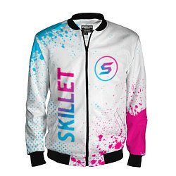 Бомбер мужской Skillet neon gradient style вертикально, цвет: 3D-черный