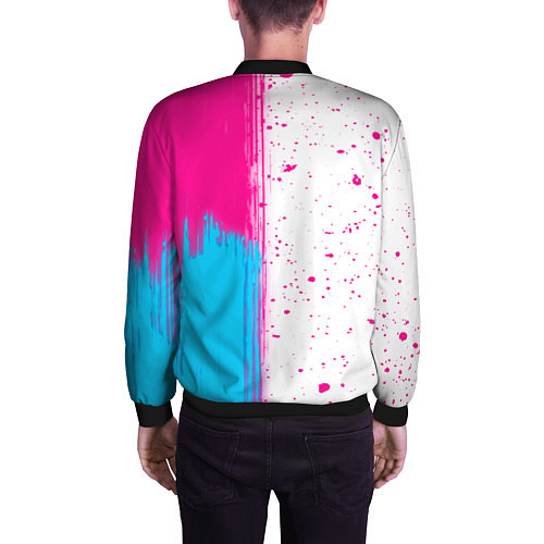 Мужской бомбер Paramore neon gradient style по-вертикали / 3D-Черный – фото 4