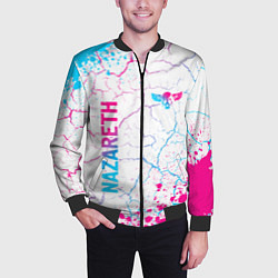 Бомбер мужской Nazareth neon gradient style вертикально, цвет: 3D-черный — фото 2