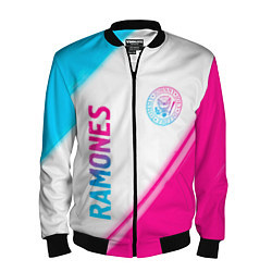 Бомбер мужской Ramones neon gradient style вертикально, цвет: 3D-черный