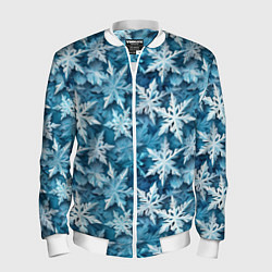 Бомбер мужской New Years pattern with snowflakes, цвет: 3D-белый