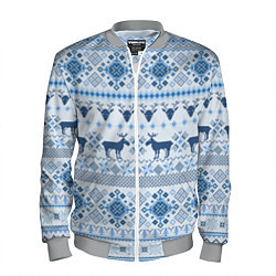 Мужской бомбер Blue sweater with reindeer